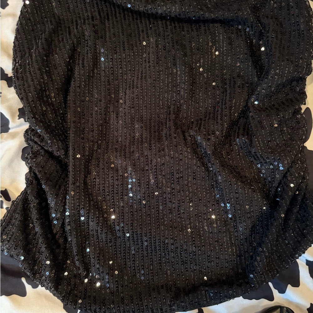 Women’s side scrunch Sequin strapless Top size xl